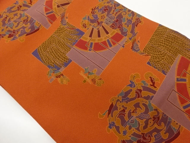 源氏香に鶴・変わり丸文模様名古屋帯